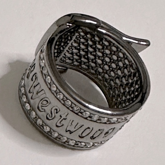 Sold out Vivienne Westwood dark gray / black sparkly signature band Ring - Picture 2 of 10